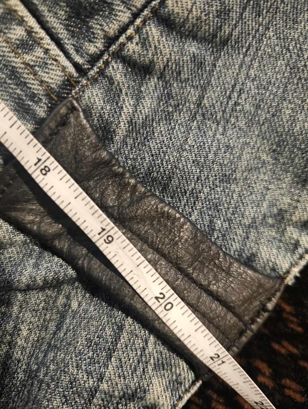 Harley-Davidson Denim Jacket Womens XL Leather Trim Grunge Jean Snap Button - Picture 16 of 16
